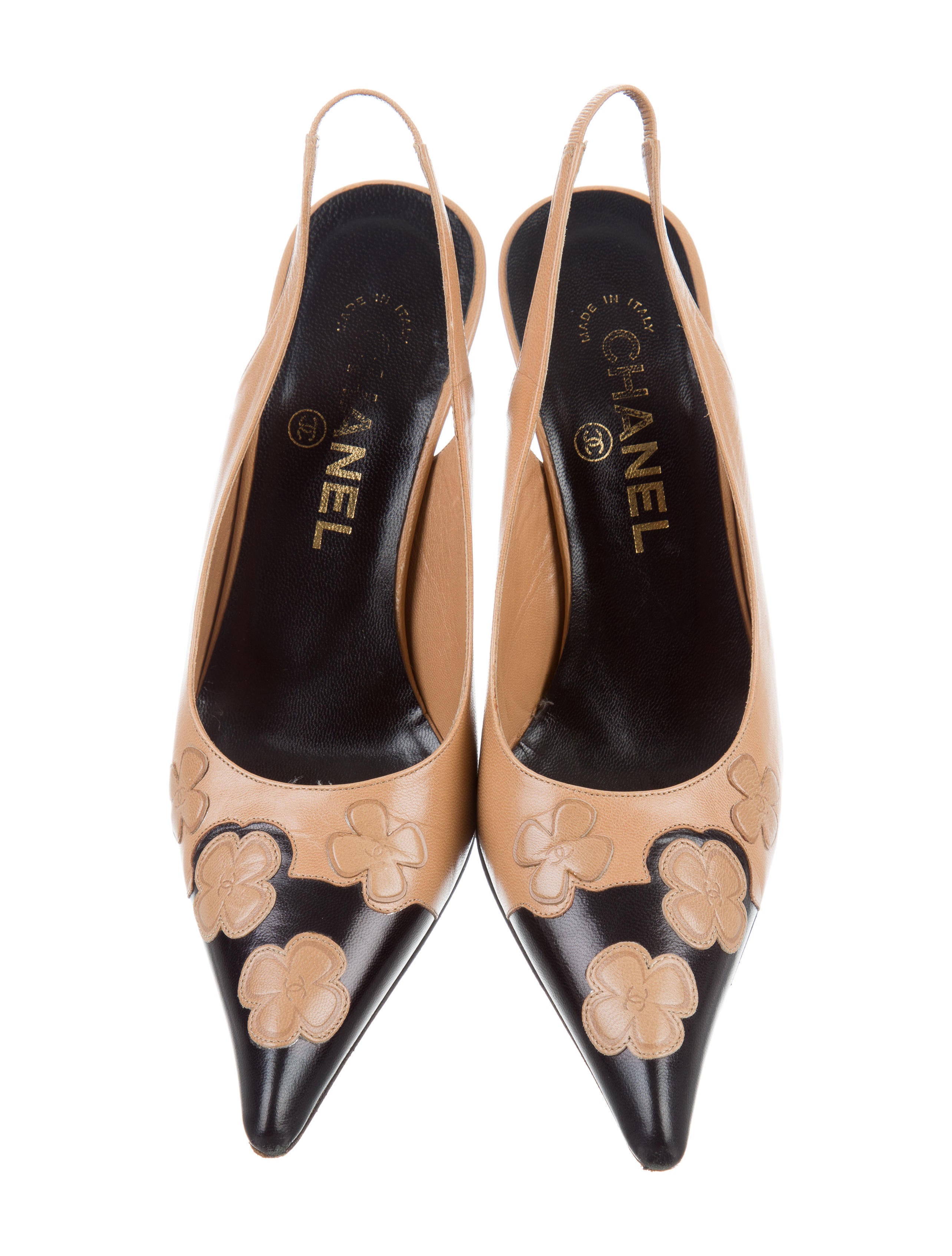 chanel leather slingback cap-toe pumps - shoes - cha191918 | the