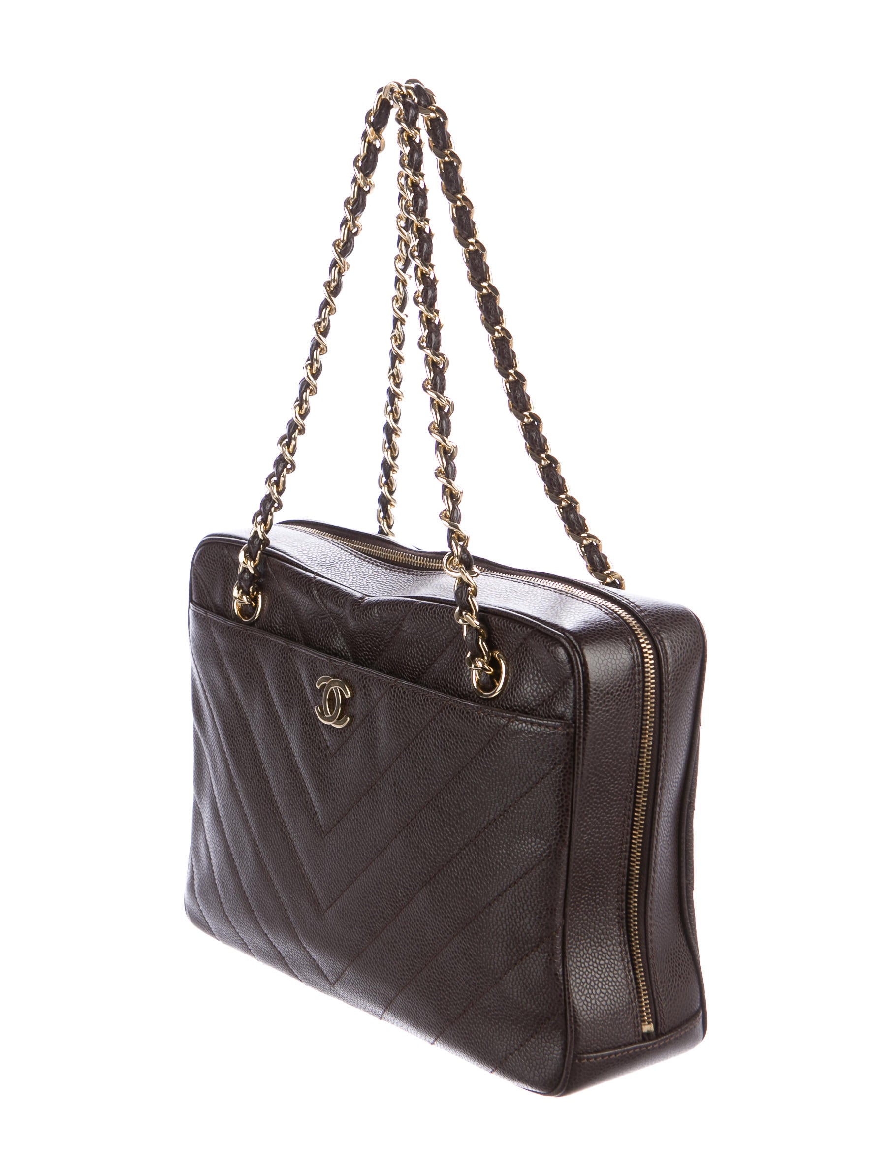 Chanel Vintage Chevron Camera Bag Handbags CHA193446 The RealReal
