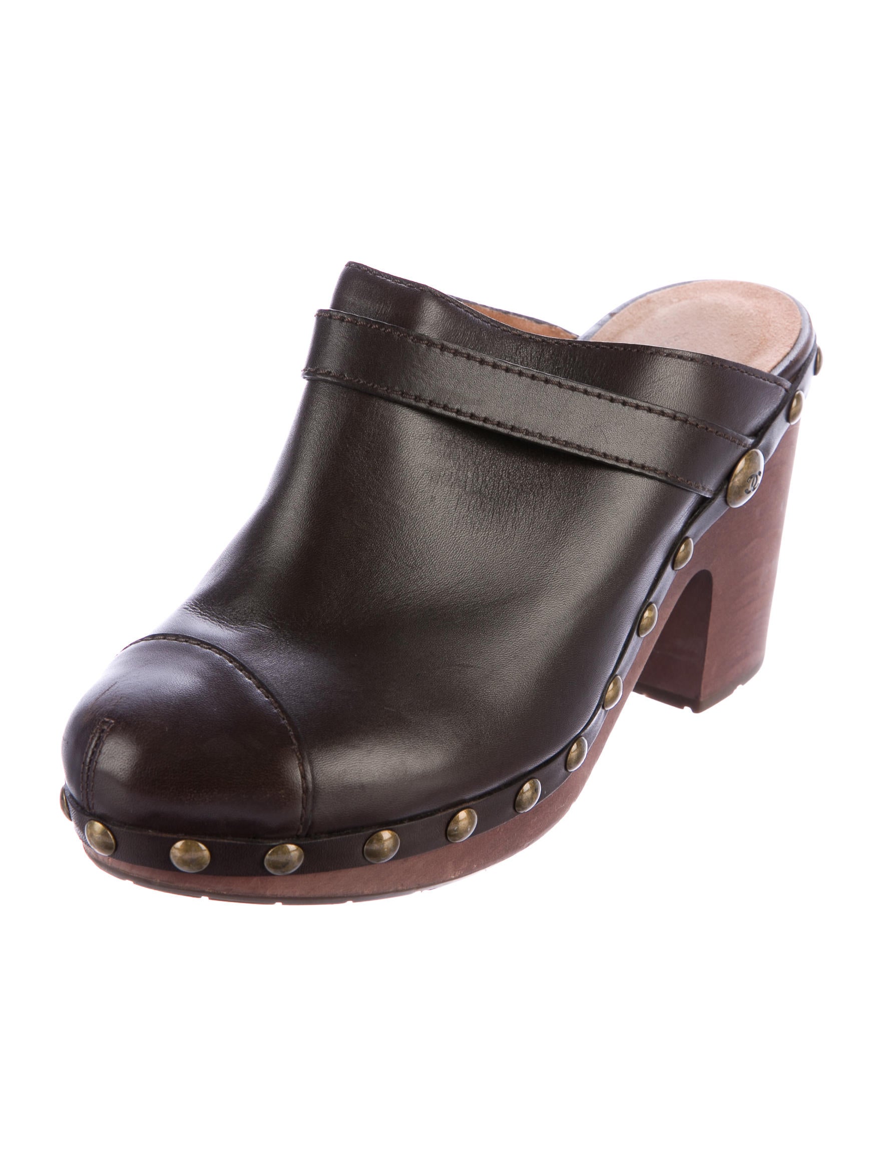 leather studded clogs