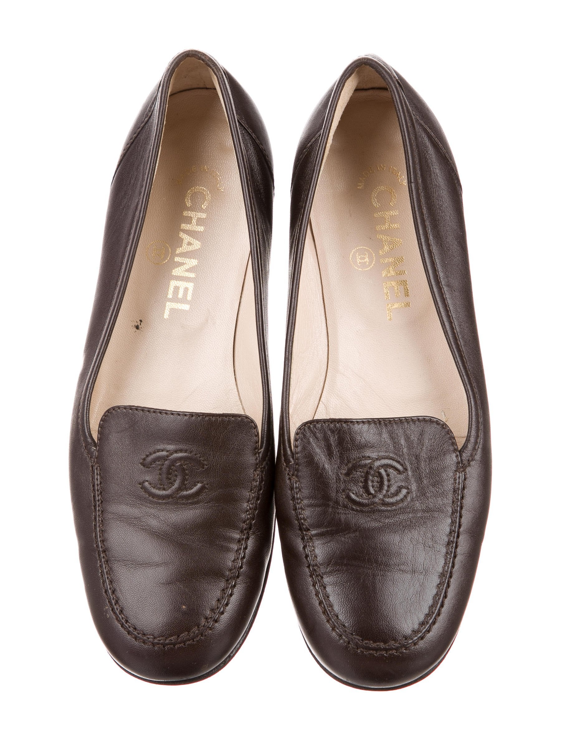chanel moccasins loafers chanel leather cc loafers shoes cha196310 the realreal chanel moccasins loafers chanel leather cc loafers shoes cha196310 the realreal