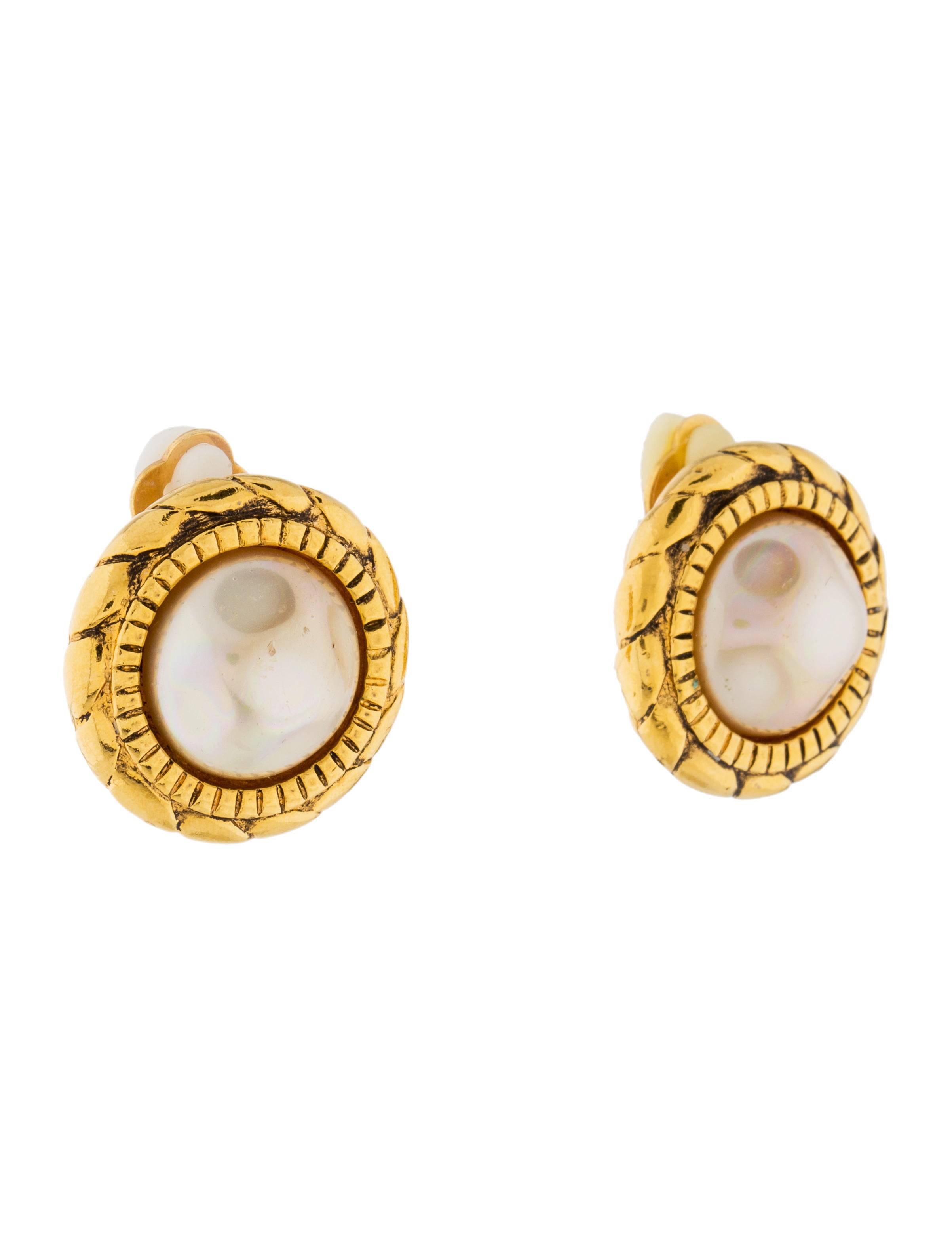 Chanel Faux Pearl ClipOn Earrings Earrings CHA197822 The RealReal
