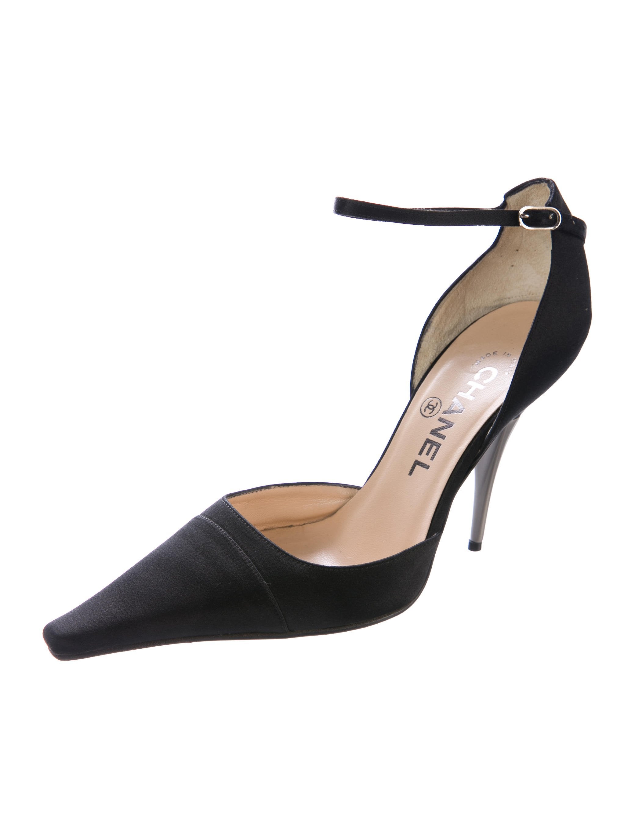 Chanel d'Orsay Satin Pumps Black Pumps, Shoes CHA202612 The RealReal