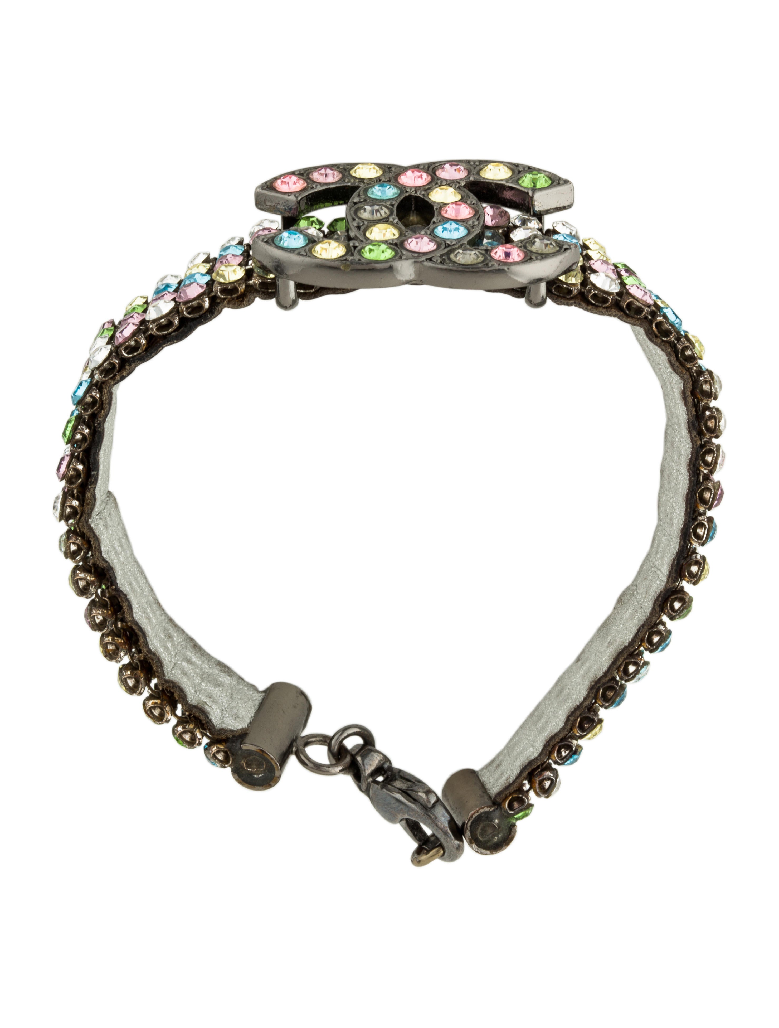 Chanel CC Crystal & Leather Bracelet Bracelets CHA203838 The RealReal