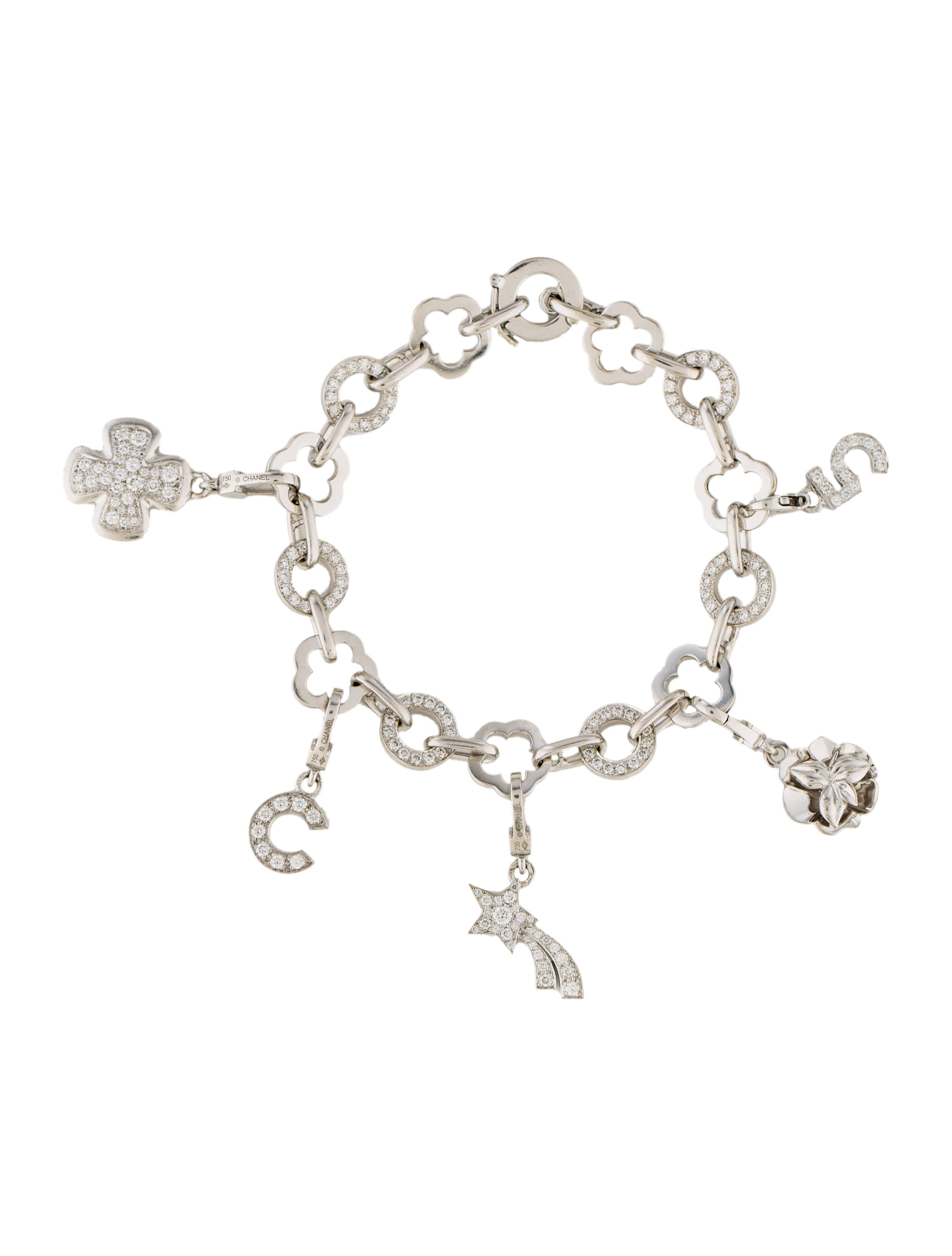 Chanel 18k Diamond Charm Bracelet Bracelets Cha207506 The Realreal