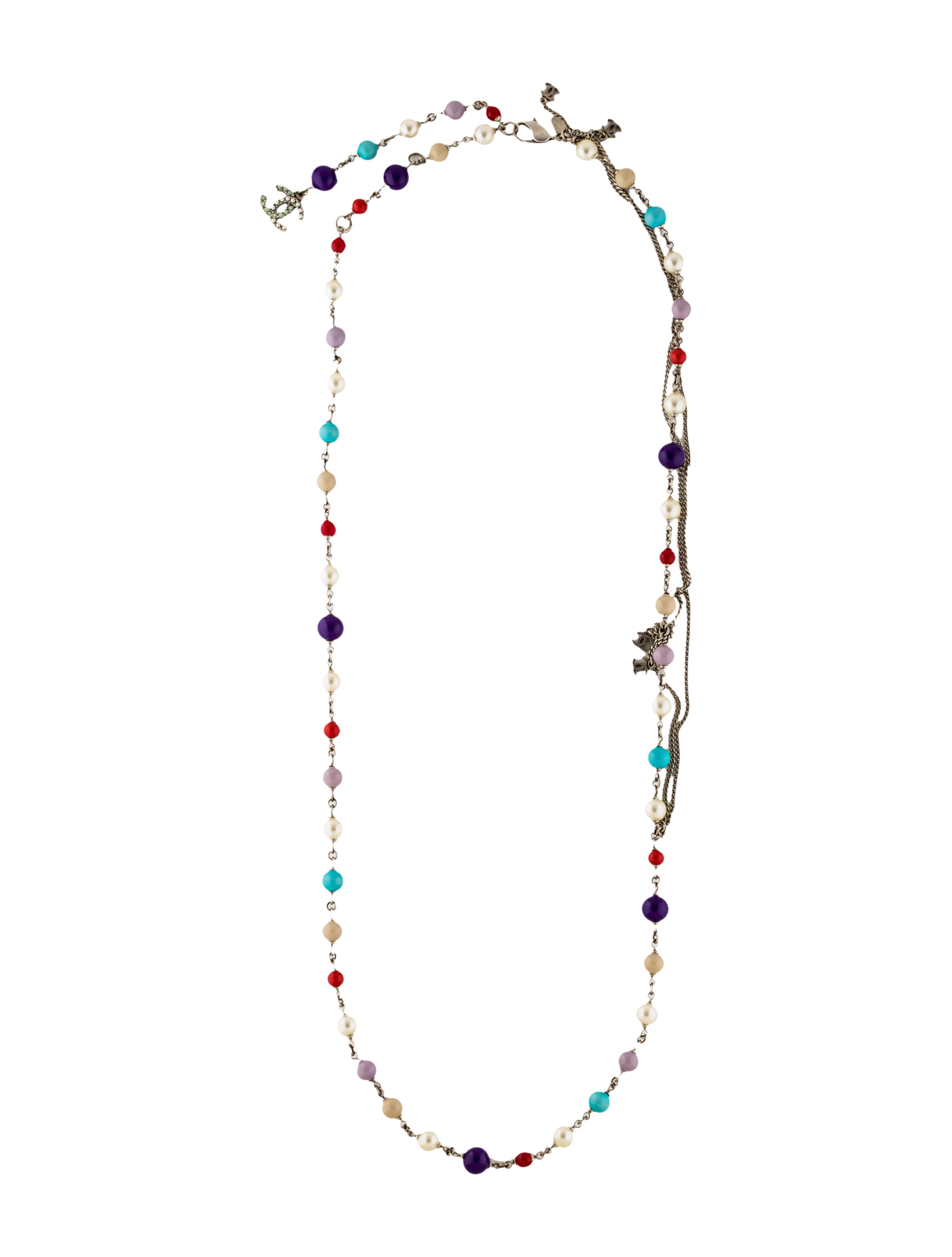 Chanel Pearl & Bead Draped Chain Necklace