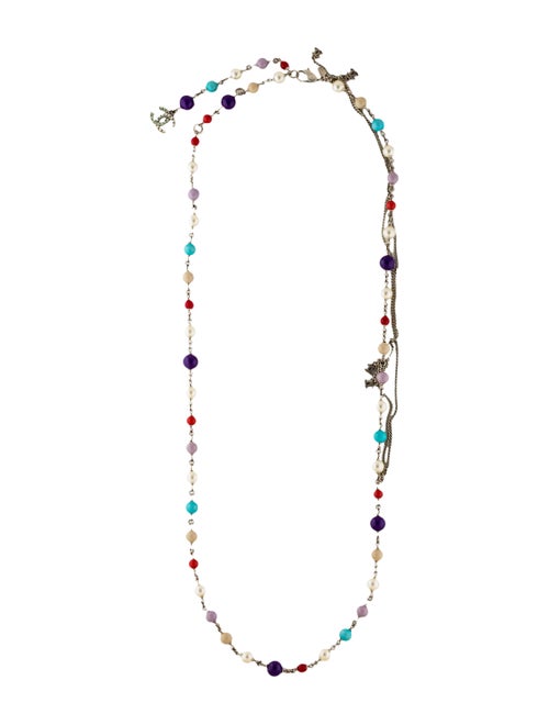 Chanel Pearl & Bead Draped Chain Necklace