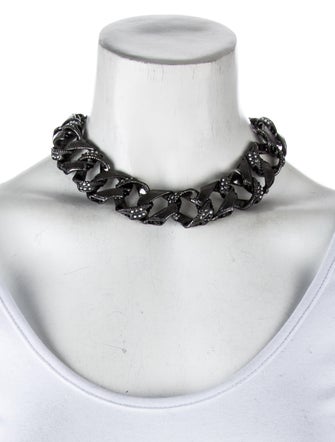 Chanel Faux Pearl & Crystal Curb Chain Choker Necklace