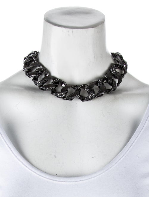 Chanel Faux Pearl & Crystal Curb Chain Choker Necklace
