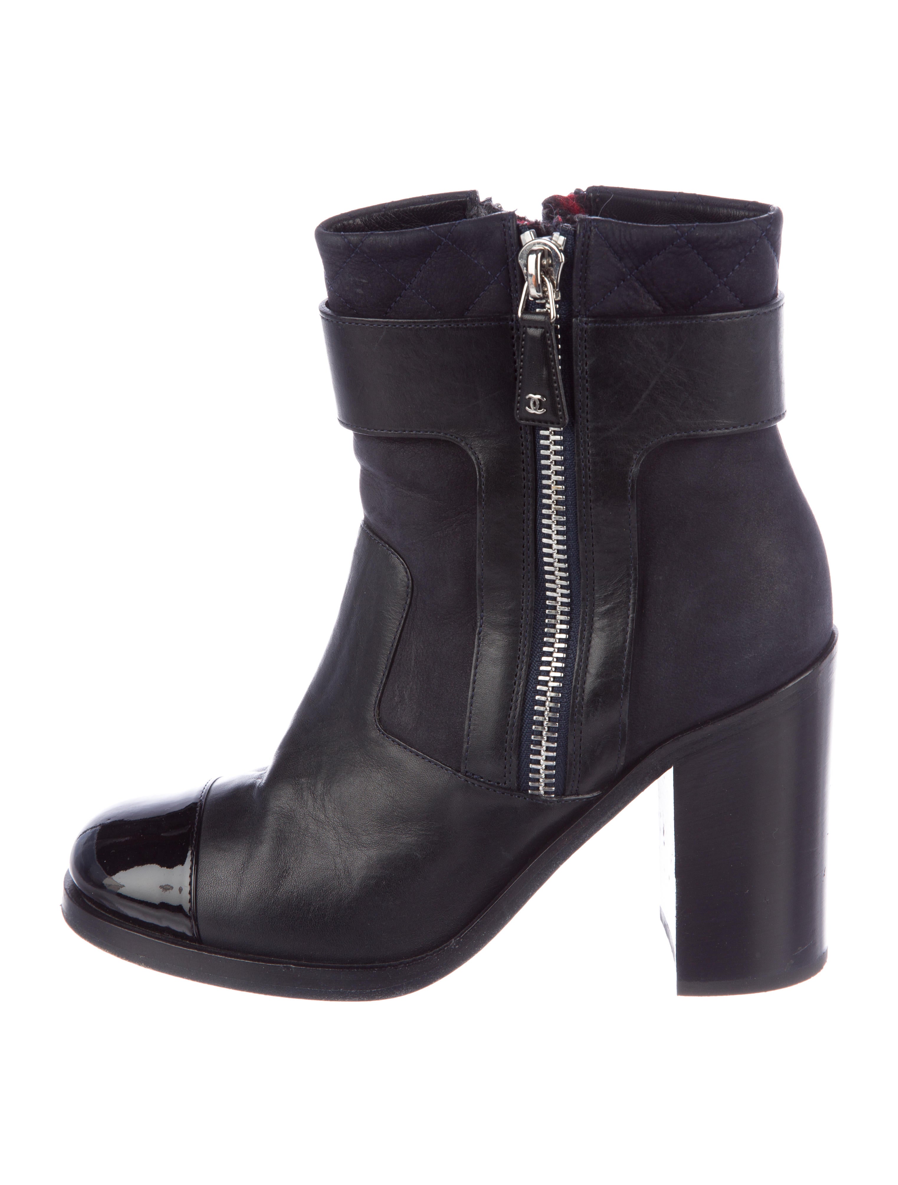 chanel quilted boots metal plate quilted captoe booties chanel shoes cha235438 the realreal chanel quilted boots metal plate quilted captoe booties chanel shoes cha235438 the realreal