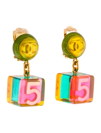Chanel CC No. 5 Lucite Cube Drop Earrings