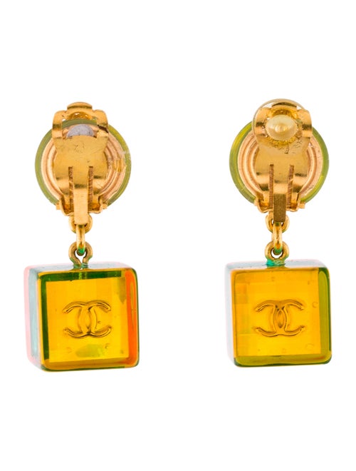 Chanel CC No. 5 Lucite Cube Drop Earrings