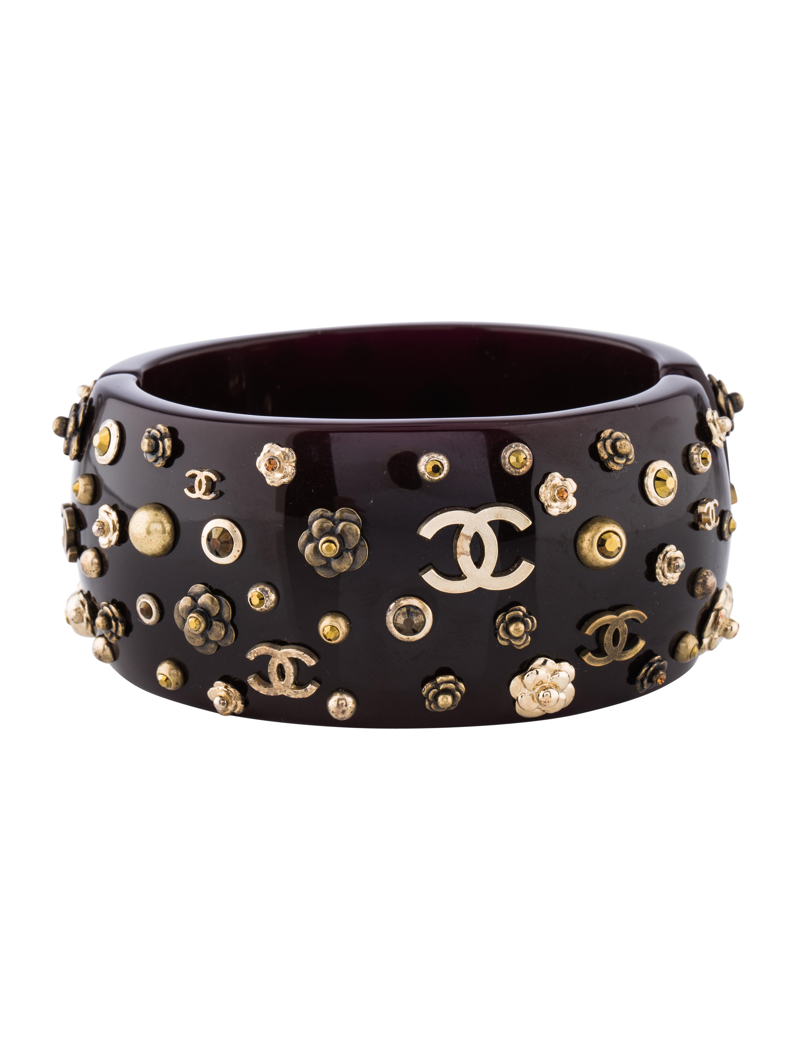 Chanel CC & Crystal Camellia Resin Bangle