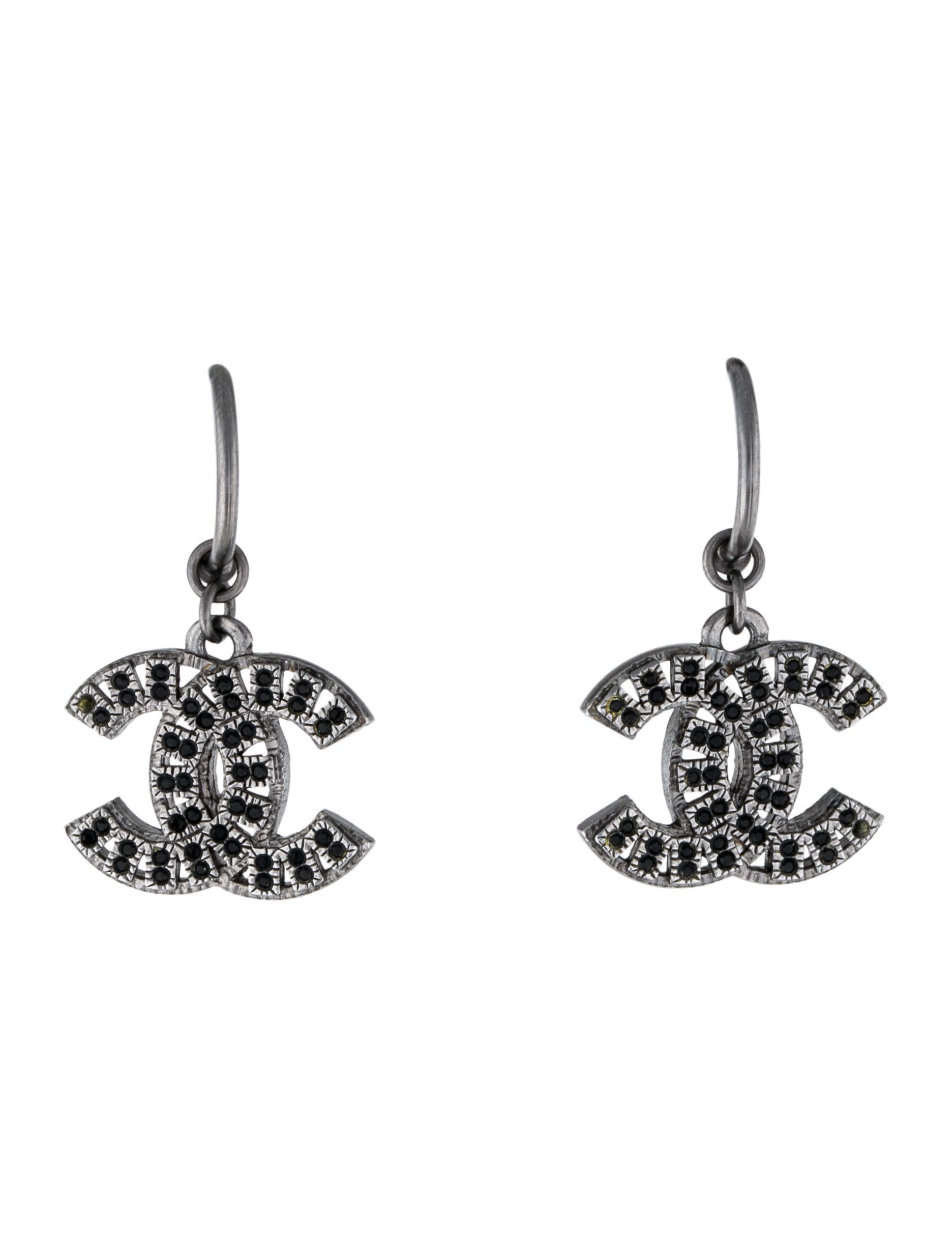 Chanel Crystal CC Drop Earrings
