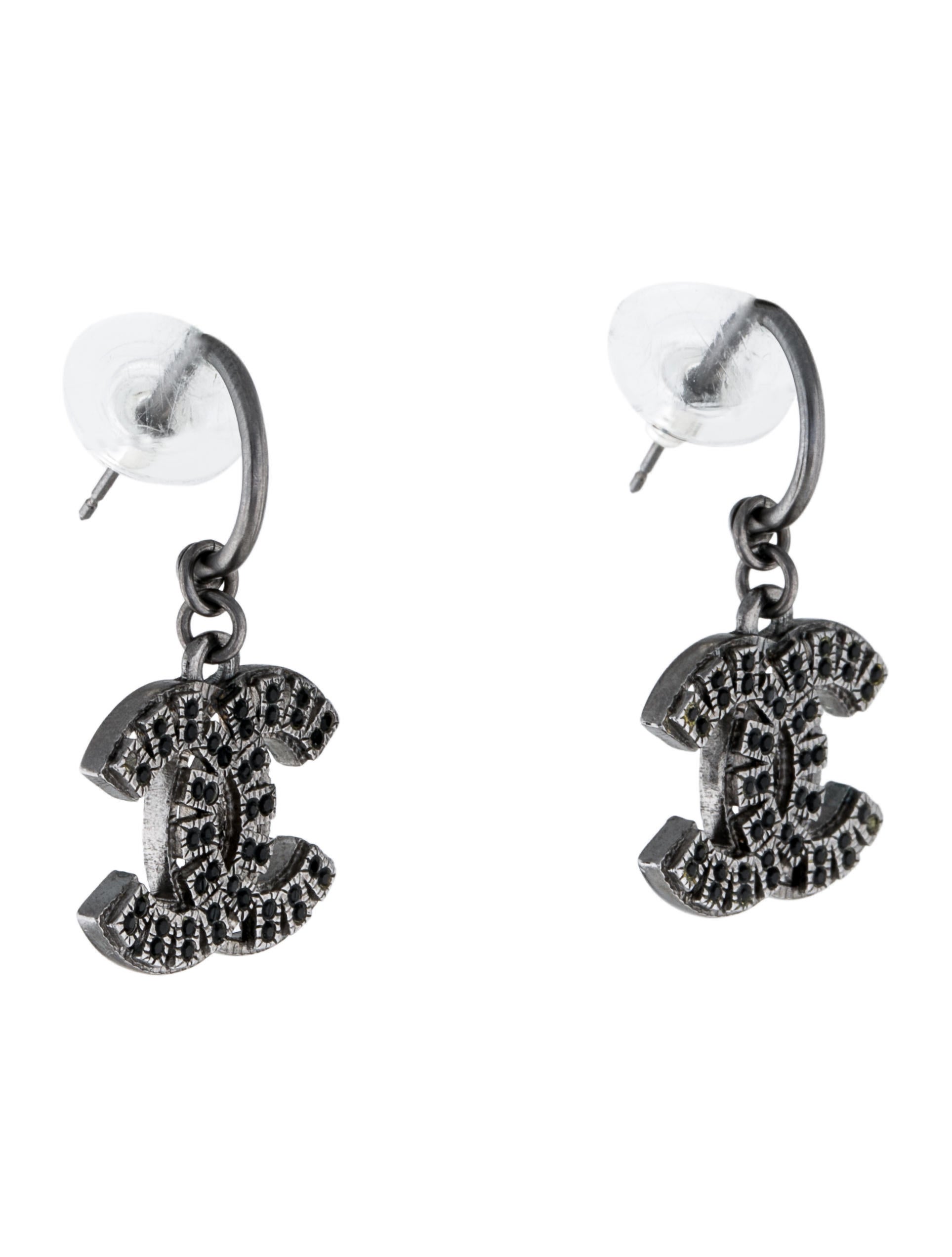 Chanel Crystal CC Drop Earrings