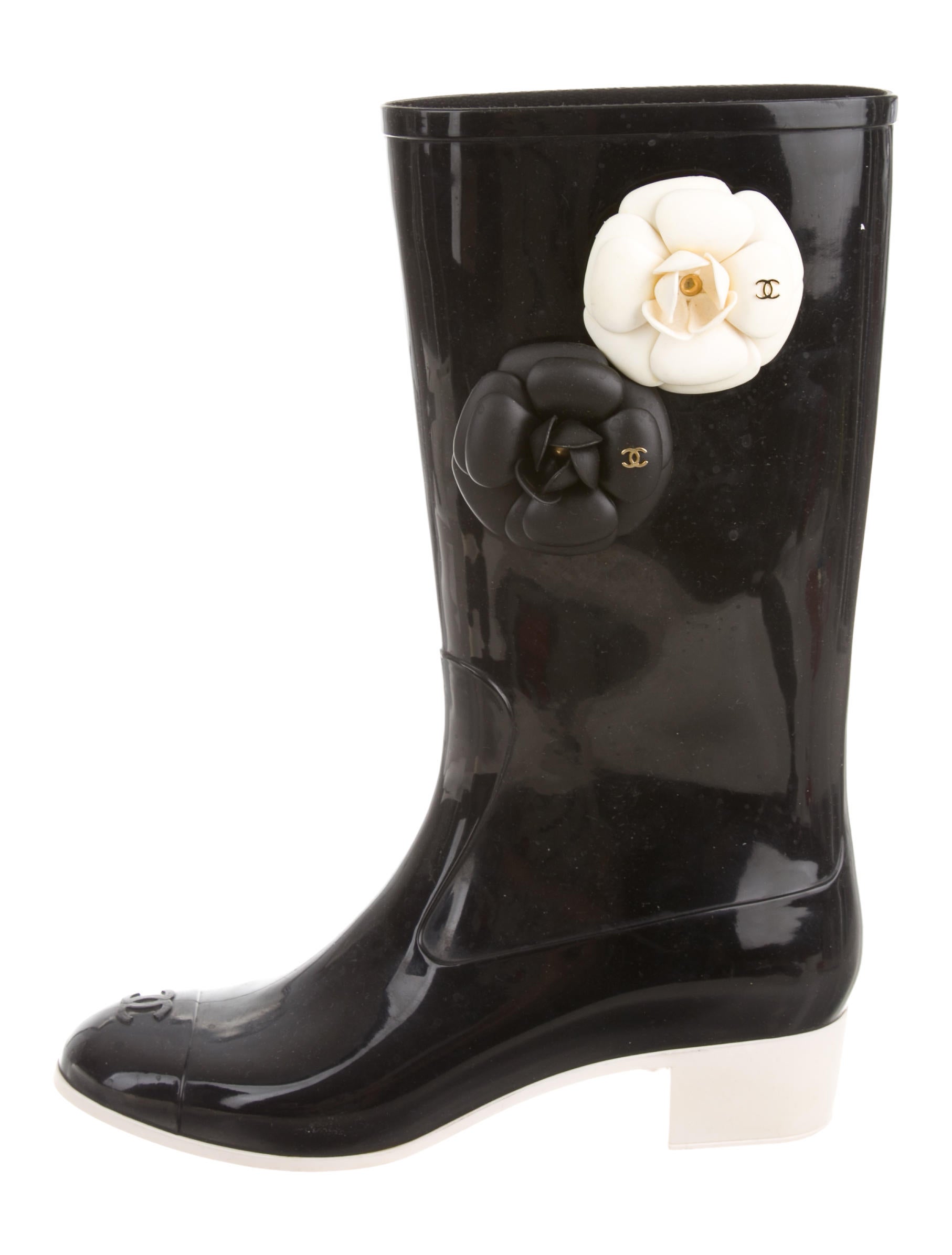 chanel rain boots