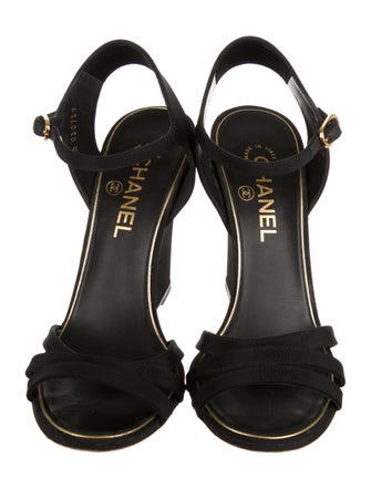 Chanel Pearl-Embellished Wedge Sandals