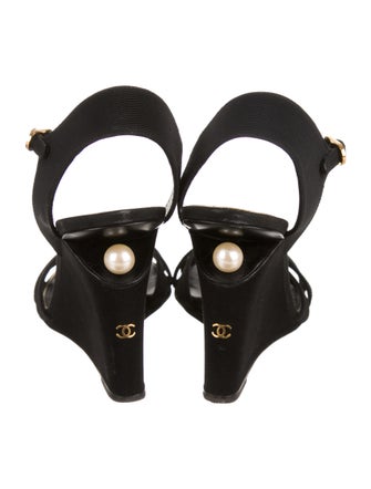 Chanel Pearl-Embellished Wedge Sandals