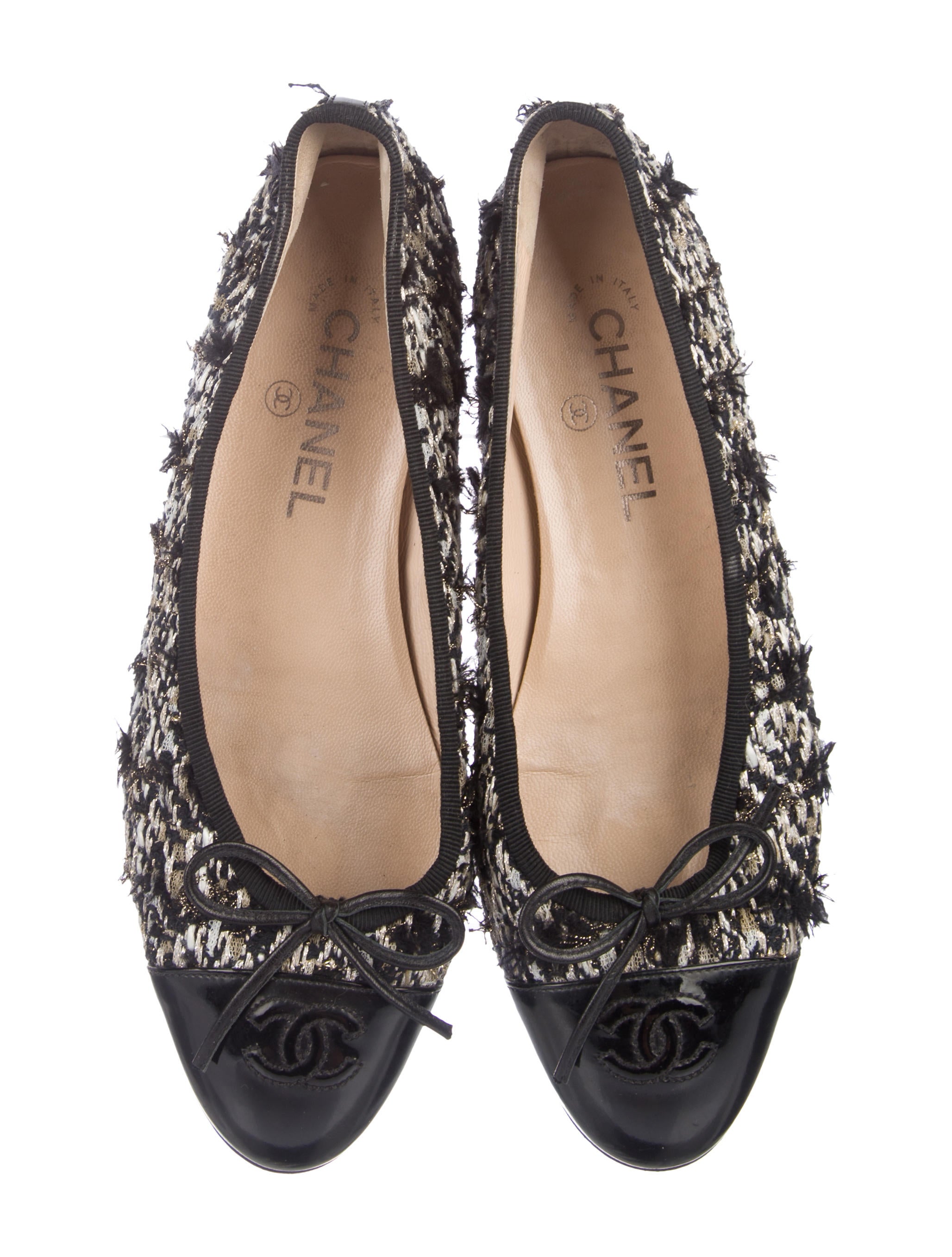 chanel tweed cc flats - shoes - cha288538 | the realreal