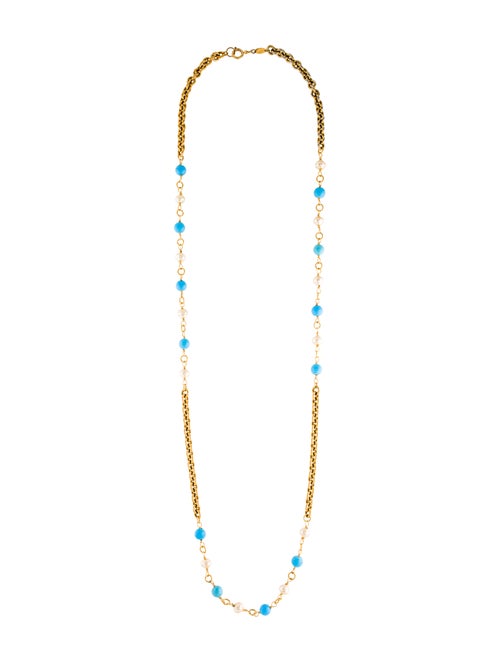 Chanel Faux Pearl & Gripoix Station Necklace Gold