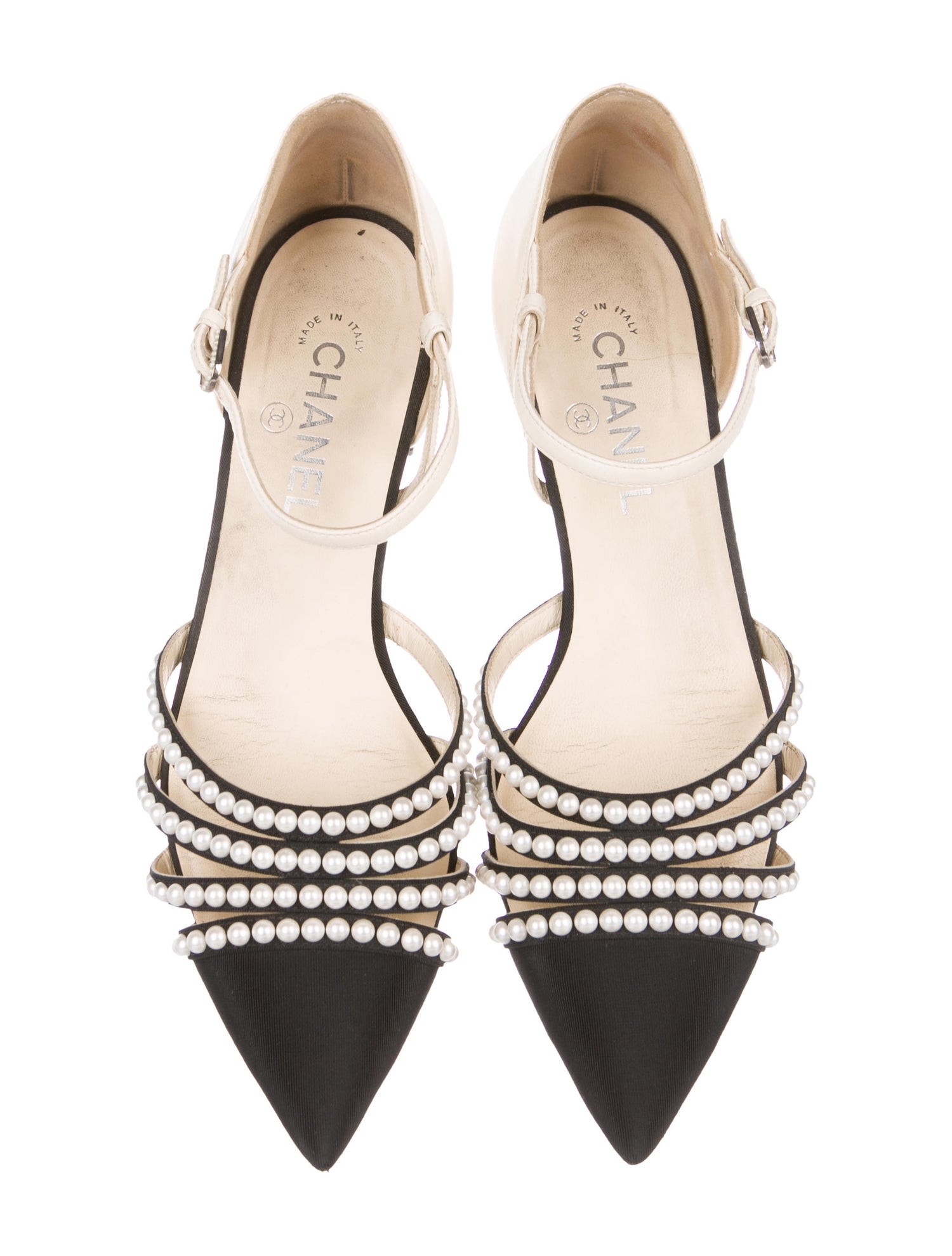 Chanel CC Pearl Flats Shoes CHA305037 The RealReal Chanel CC Pearl Flats Shoes CHA305037 The RealReal