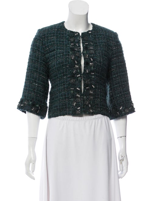 Chanel Tweed Cropped Jacket green