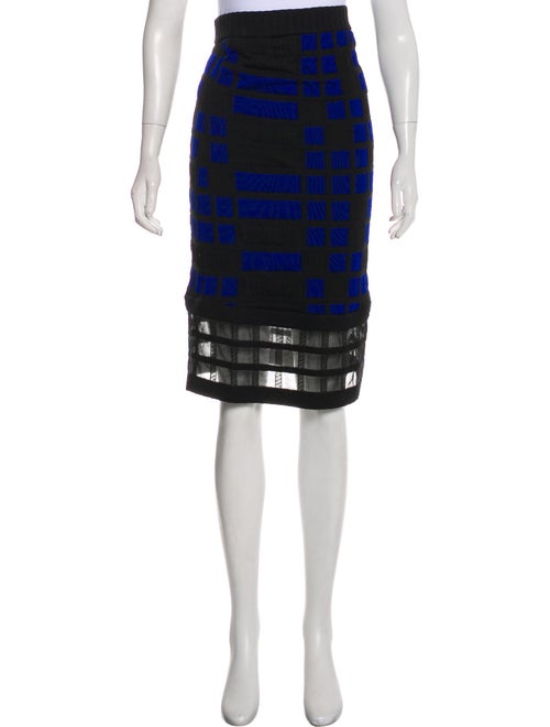 Chanel Quilted Knit Skirt Blue