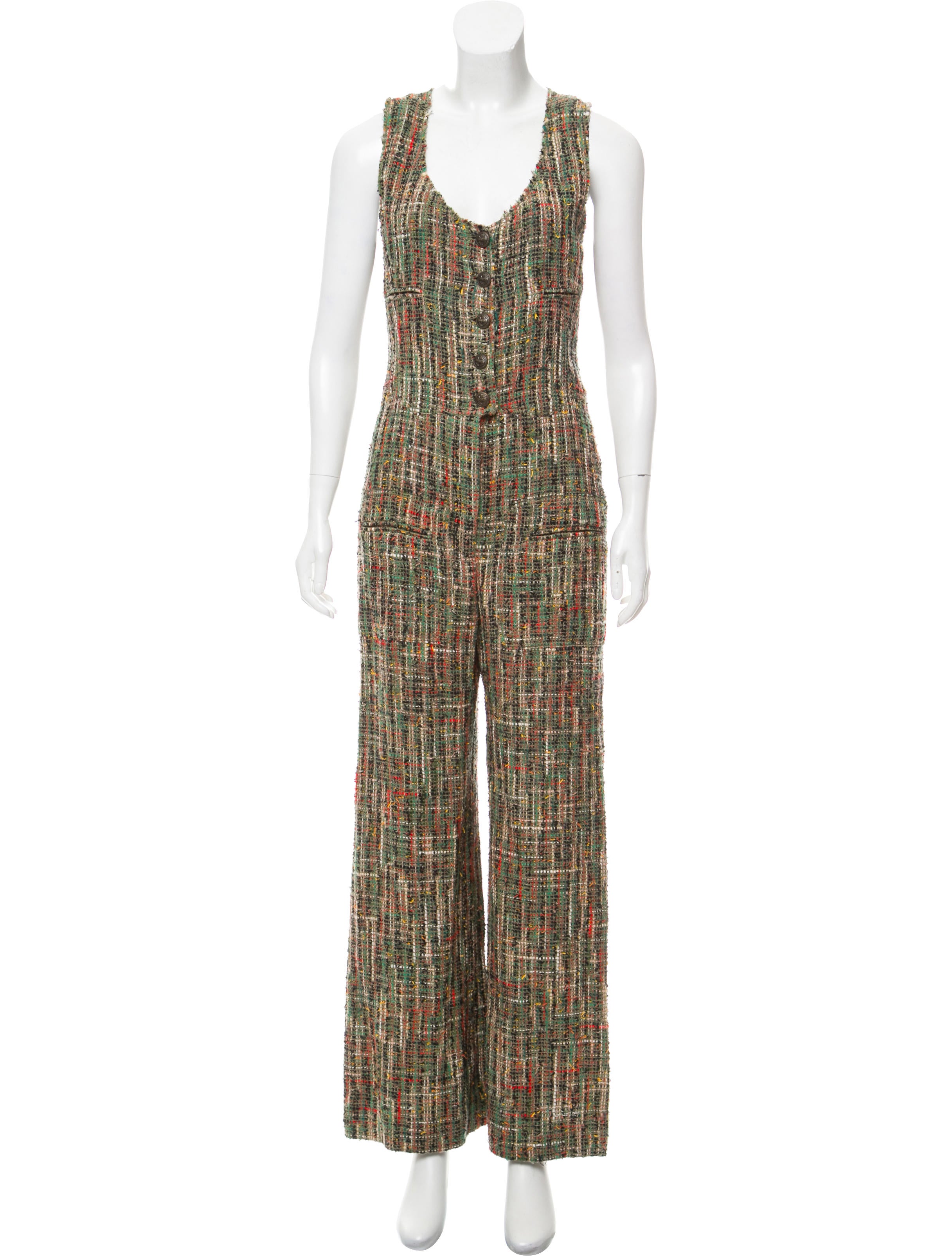mock neck tweed jumpsuit