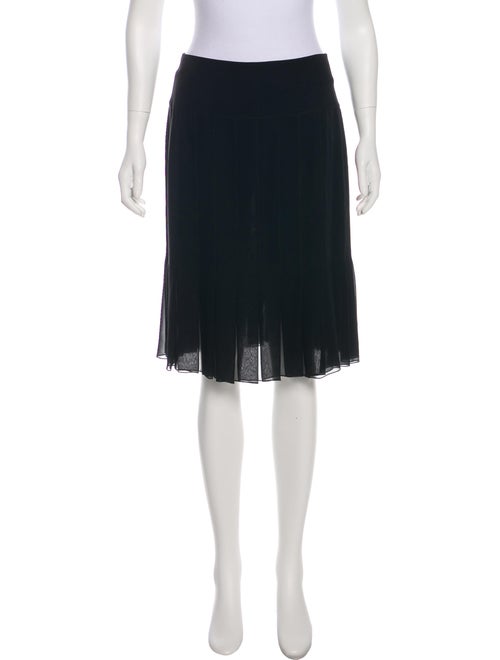 Chanel Pleated Silk Skirt Black