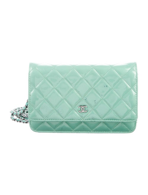 Chanel Patent Leather Wallet On Chain Lime