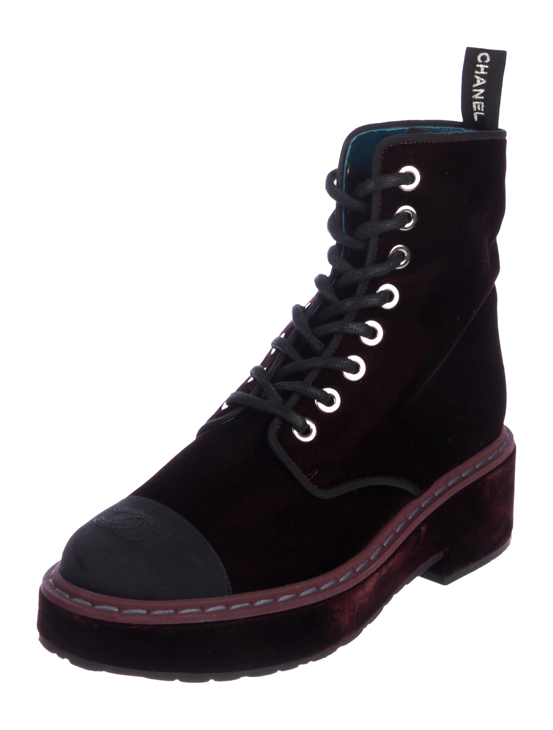 chanel velvet boots
