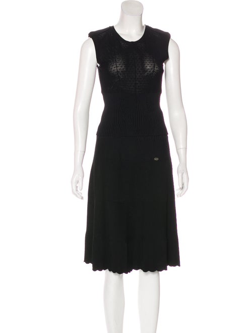 Chanel Knit Skirt Set Black