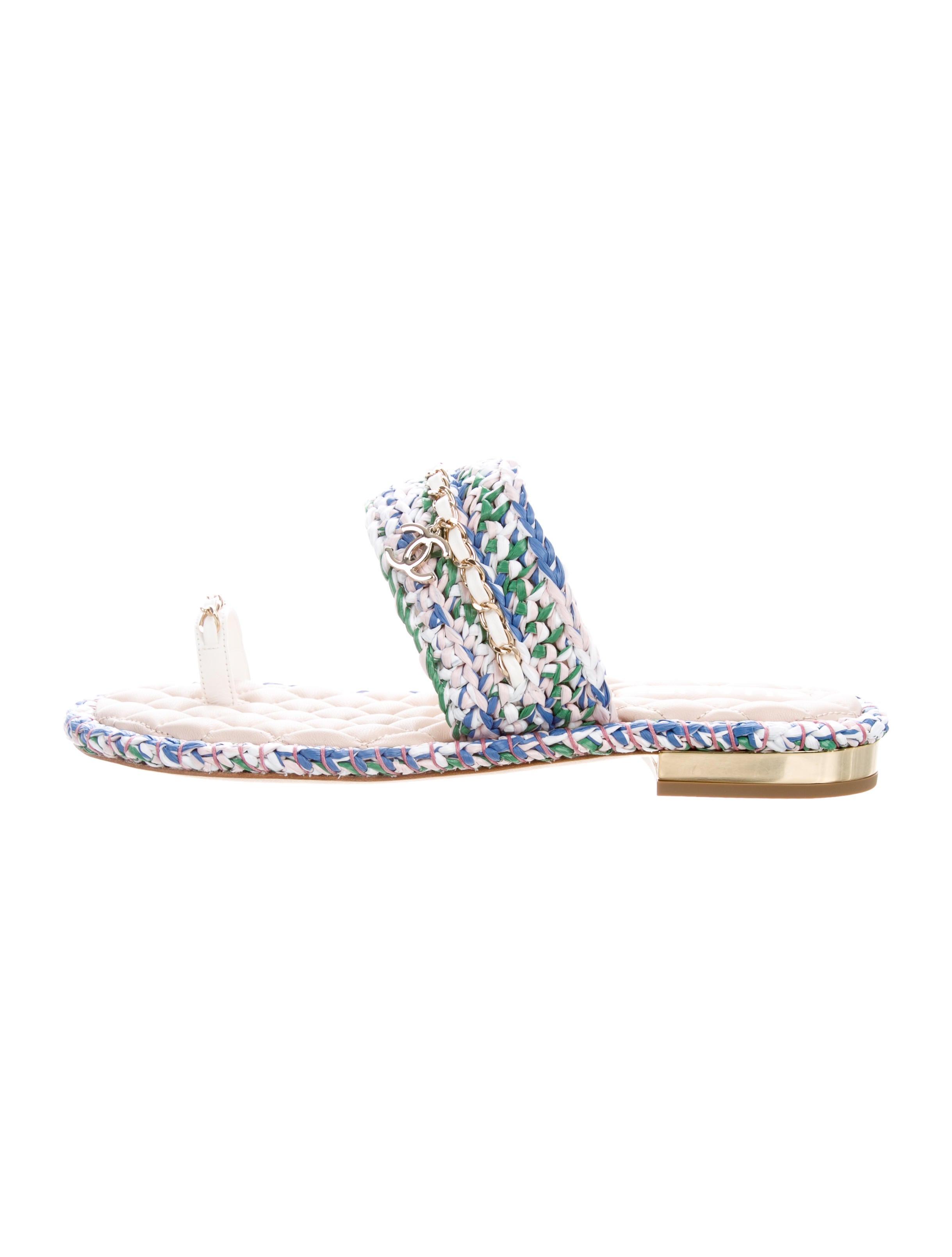 chanel raffia slides