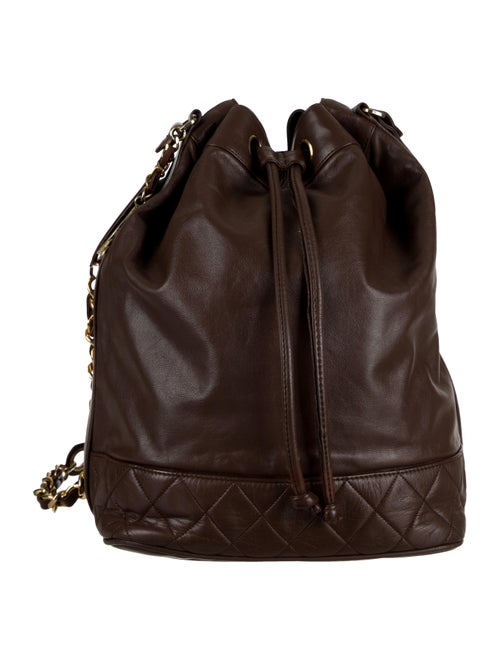 Chanel Vintage Quilted Bucket Bag Brown