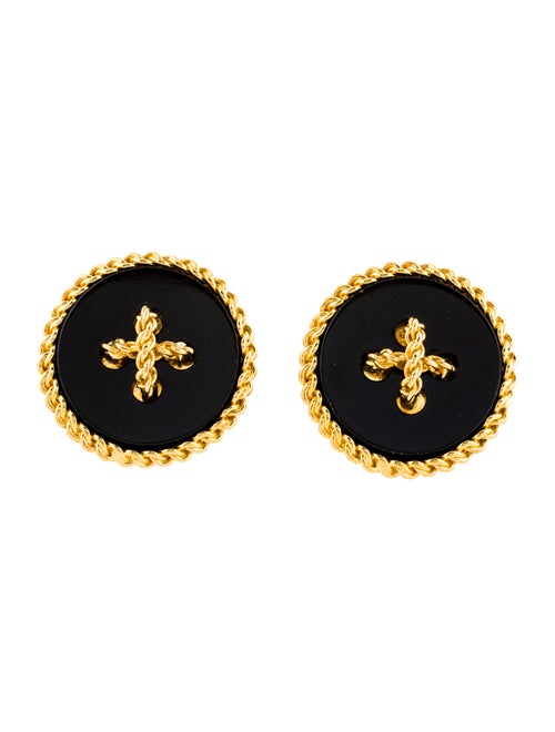 Chanel Vintage Button Clip-On Earrings Gold
