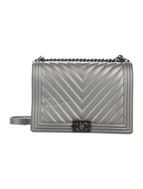 Chanel Large Chevron Boy Bag Metallic