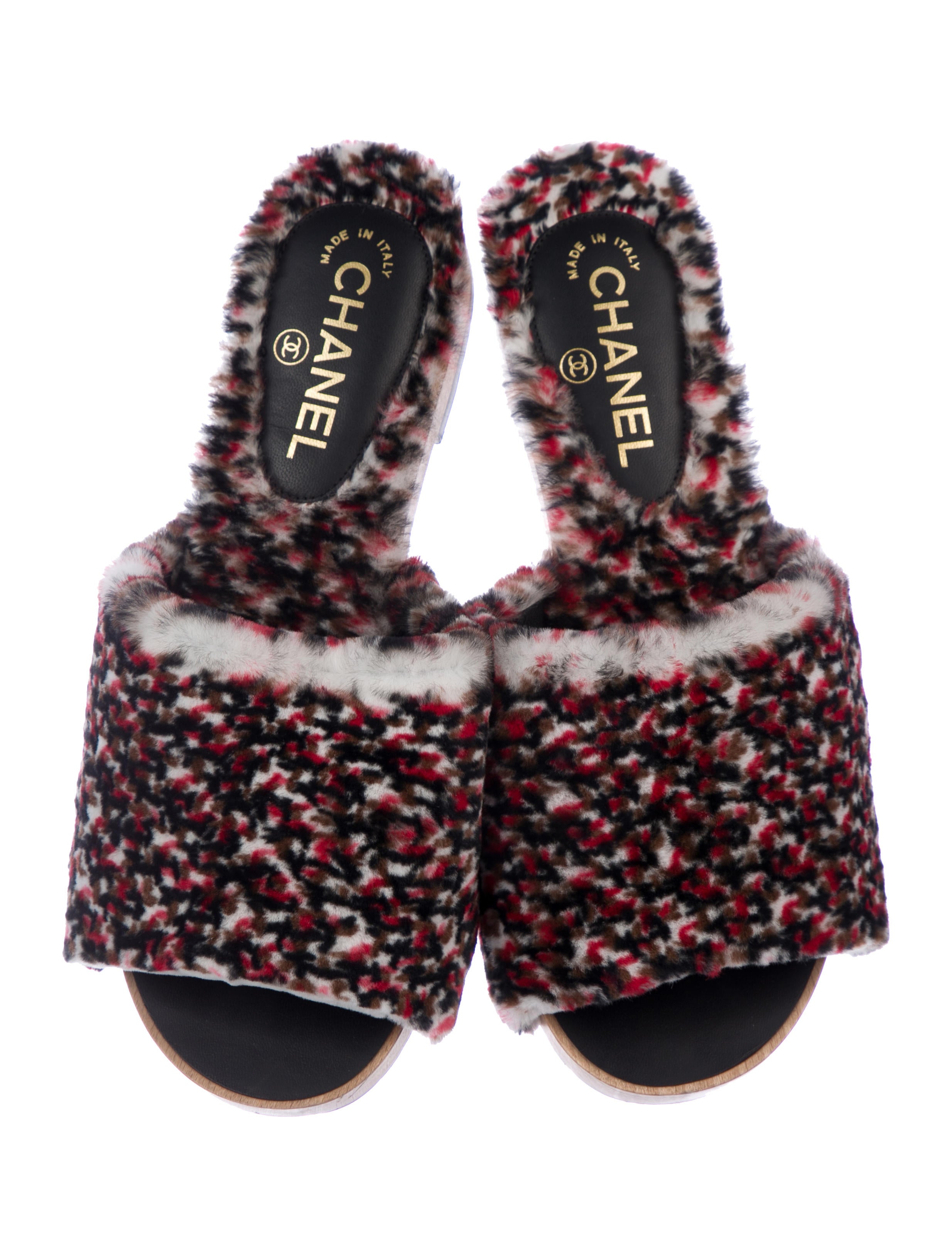 chanel fur sandals