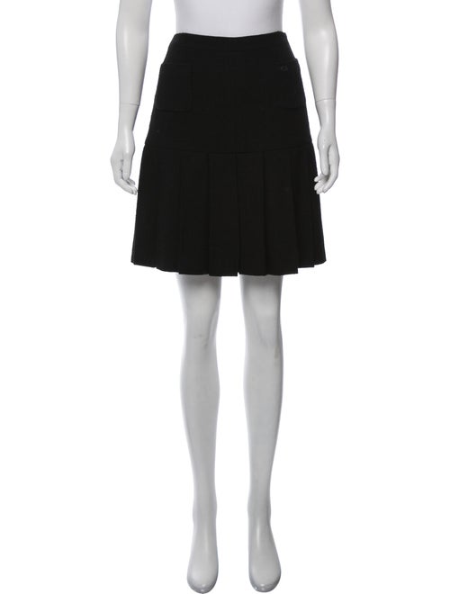 Chanel Wool Pleated Skirt Black