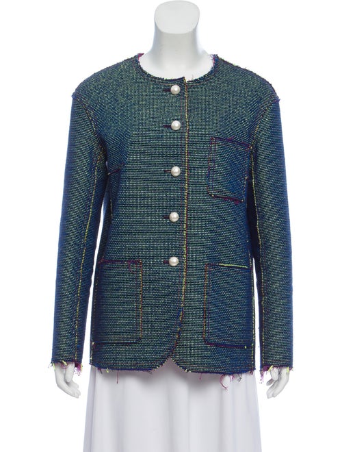 Chanel Tweed Collarless Jacket lime