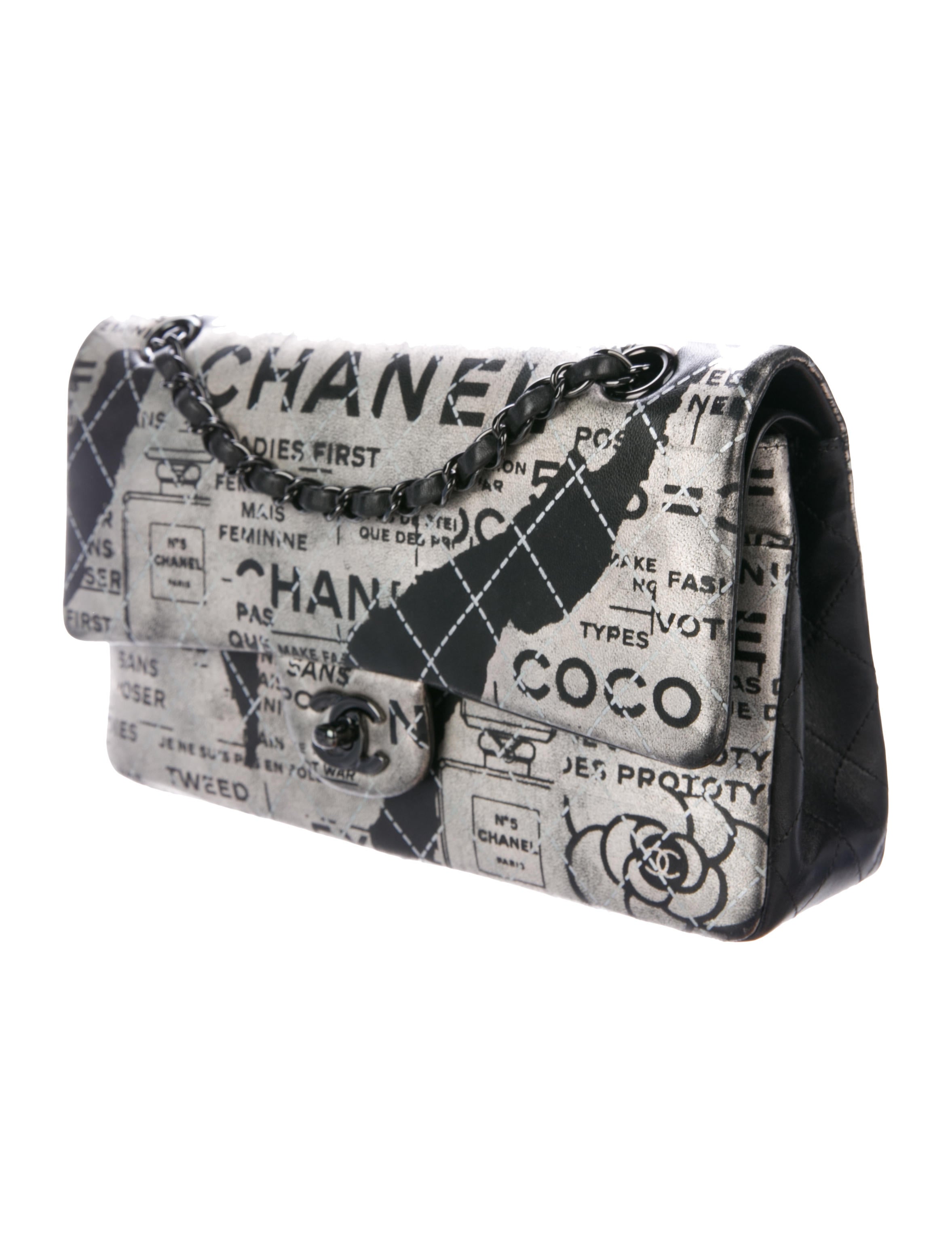 Chanel Medium Graffiti Newspaper Double Flap Bag Handbags CHA420256 The RealReal