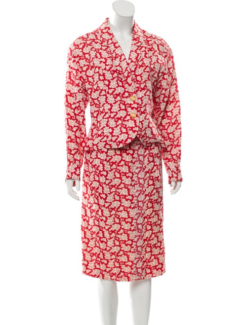 Chanel Linen Skirt Suit Red