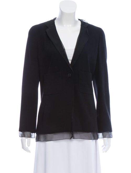 Chanel Wool Collarless Blazer Black
