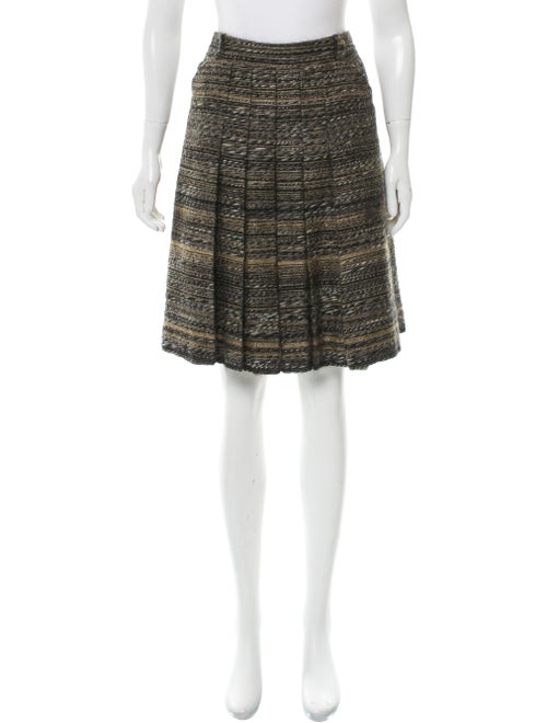 Chanel Pleated Tweed Skirt Black