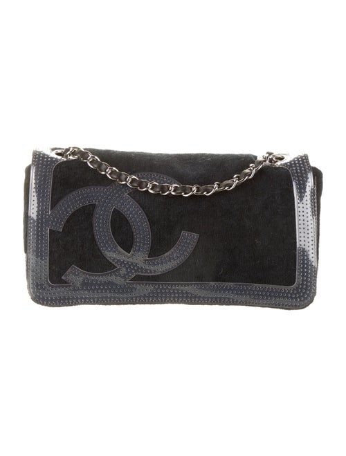 Chanel Terry Cloth CC Pochette Navy