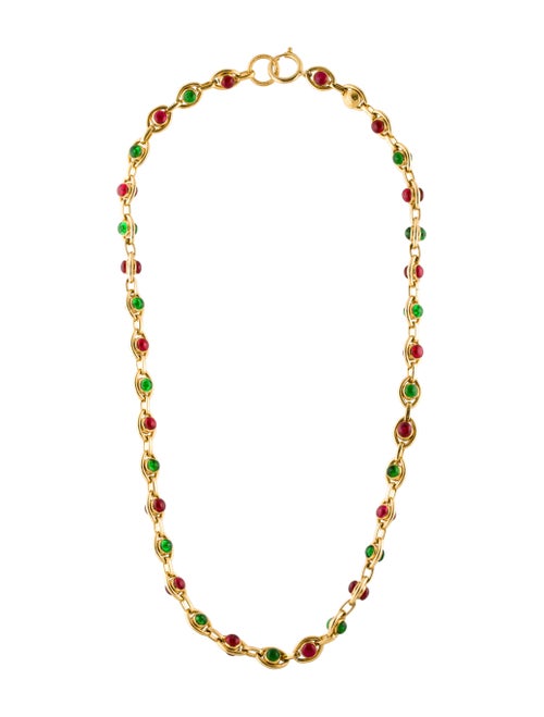 Chanel Vintage Gripoix Station Necklace Gold