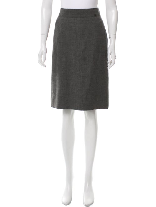 Chanel Vintage Wool & Silk Pencil Skirt Grey