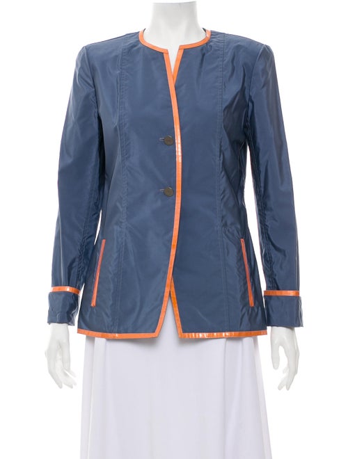 Chanel Mandarin Collar Lightweight Jacket blue