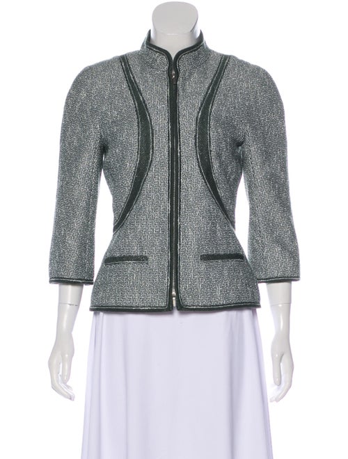 Chanel Metallic Tweed Jacket Green