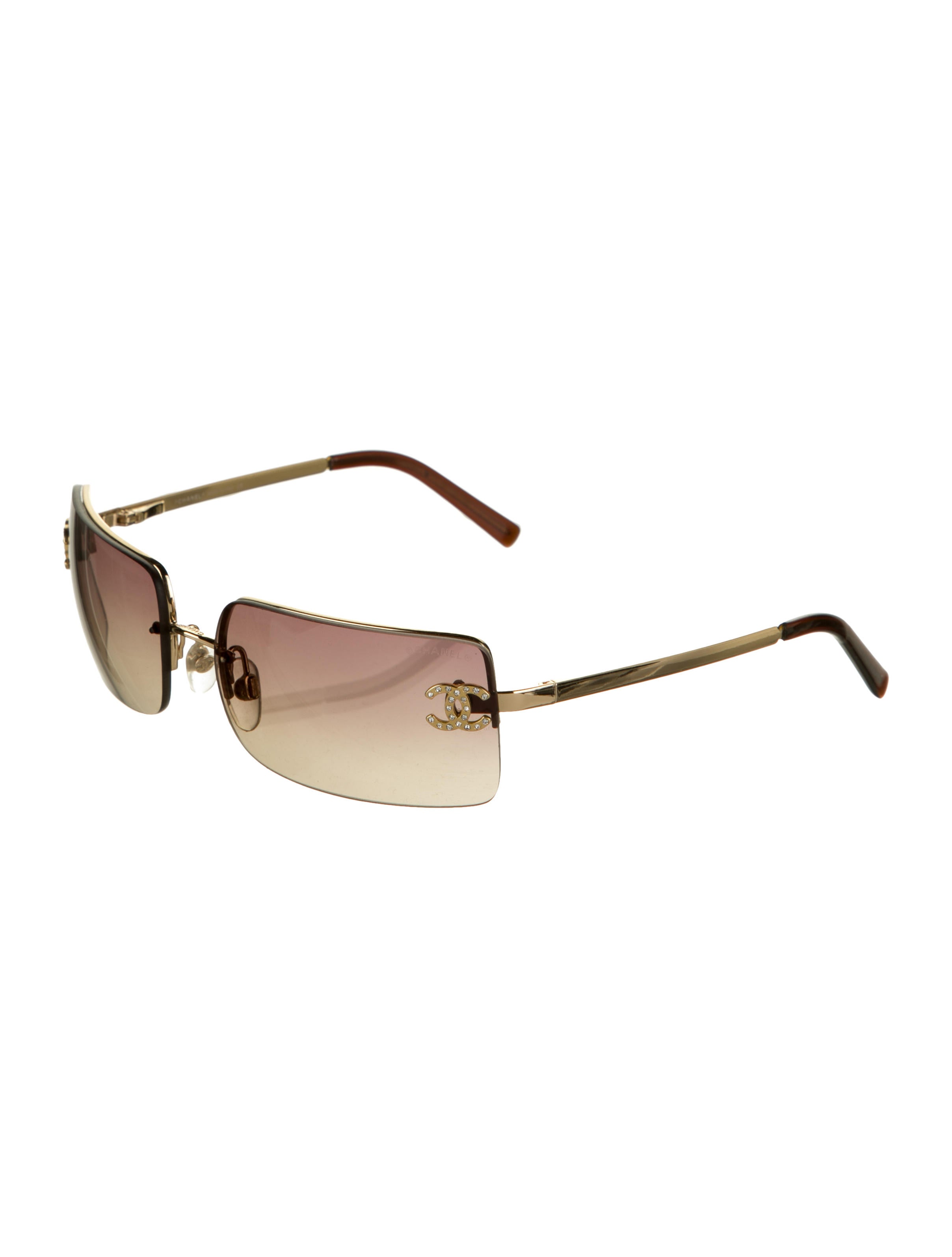Chanel Rimless CC Sunglasses - Gold Sunglasses, Accessories
