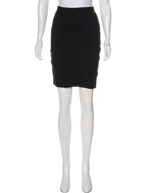 Chanel Knit Quilted Skirt Black