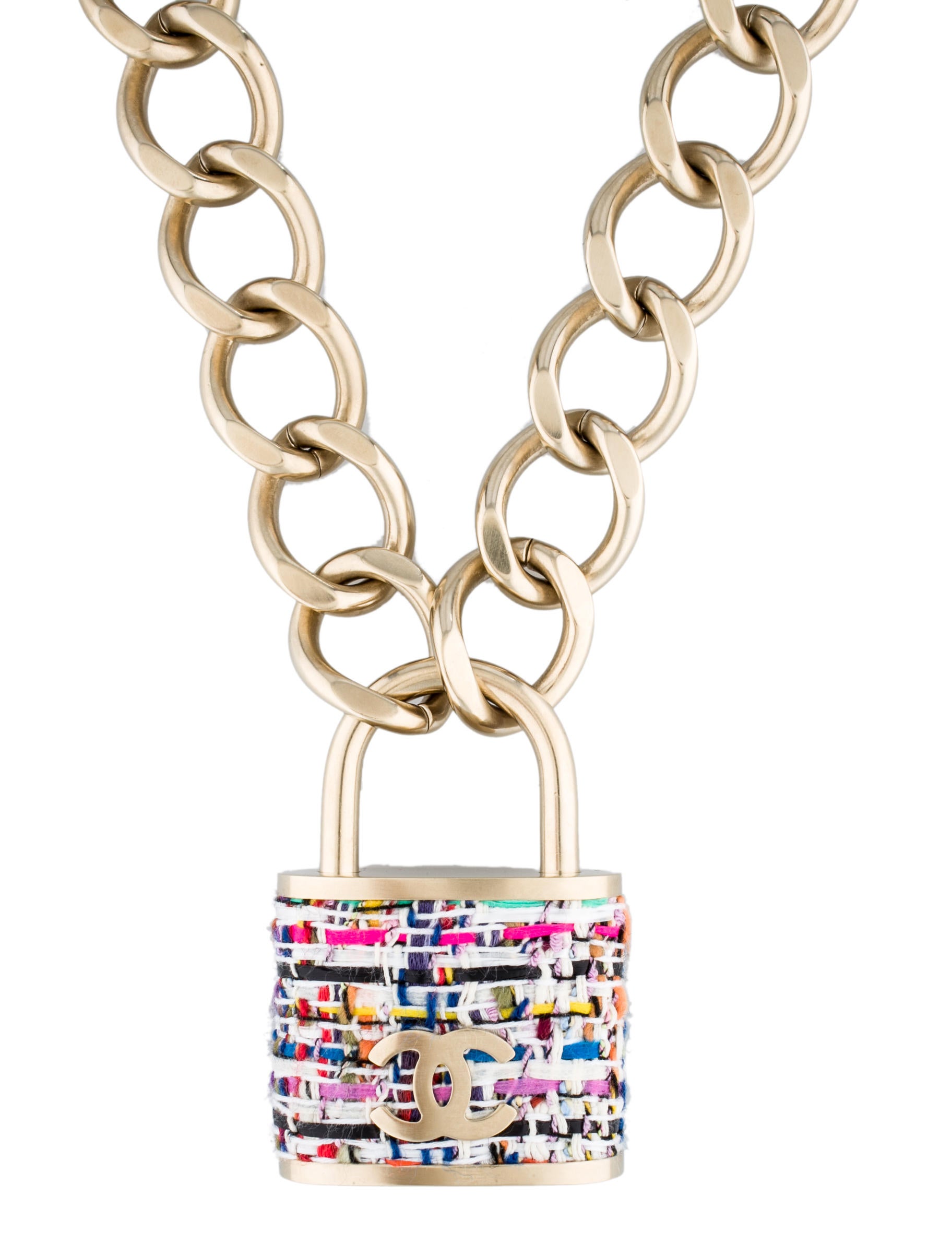 Chanel Tweed Padlock Necklace Necklaces CHA44295 The RealReal